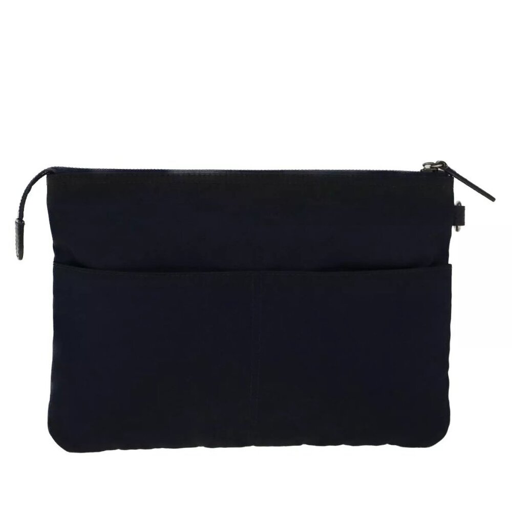 BURBERRY Black label Clutch Bag Nylon Leather Navy - Picture 16 of 16